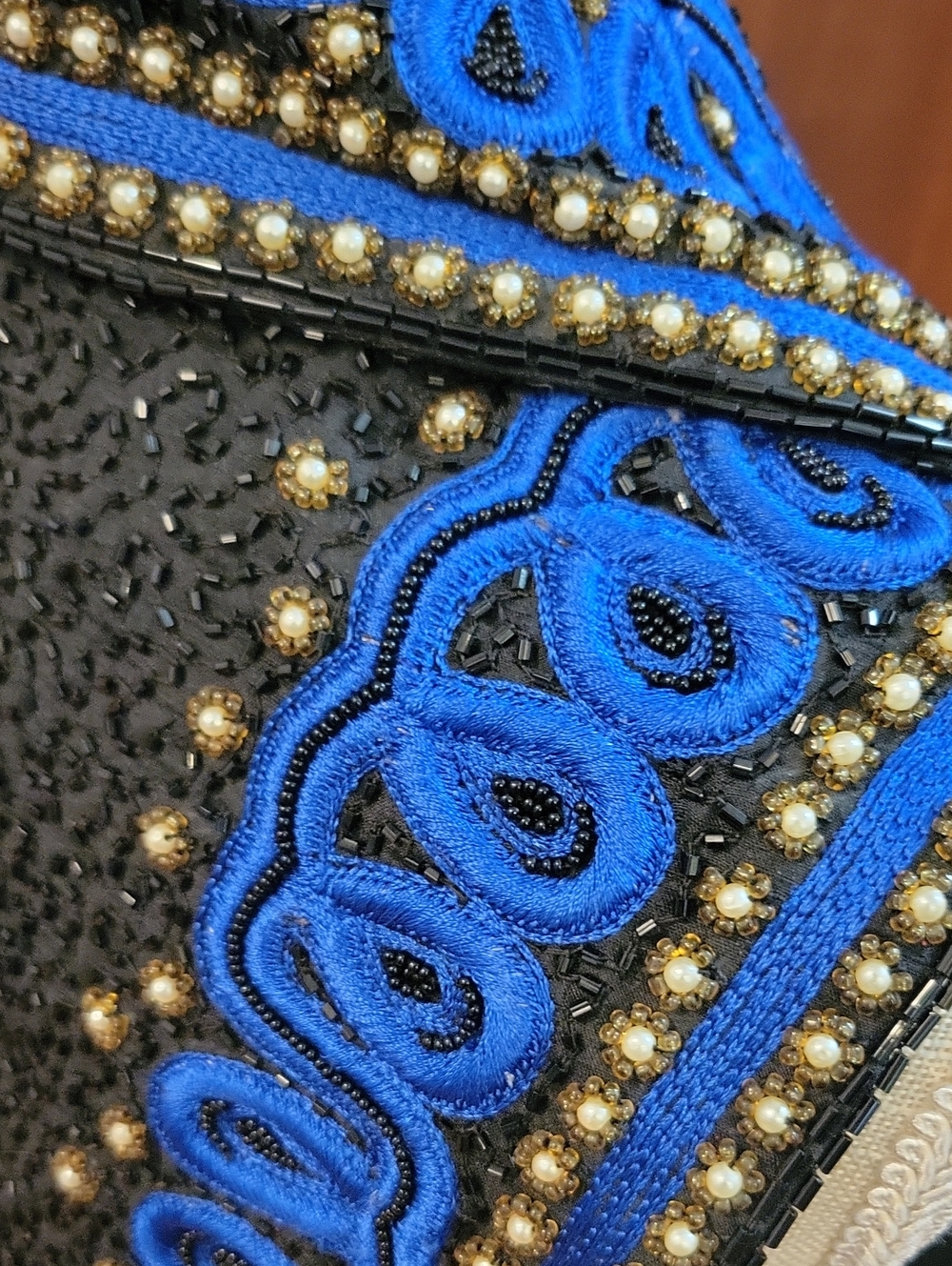 Silver Mesa | Cowgirl Show Vest Silk Beading Embroidery Royal Blue Black - Small - Picture 7 of 12